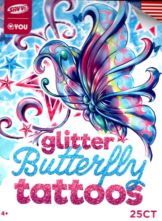 Savvi - Butterfly - 25 Glitter Tattoos