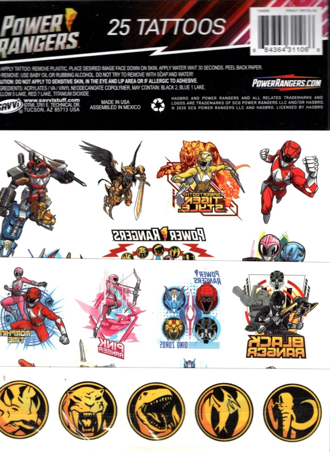 Savvi - Power Rangers - 25 Classic Tattoos