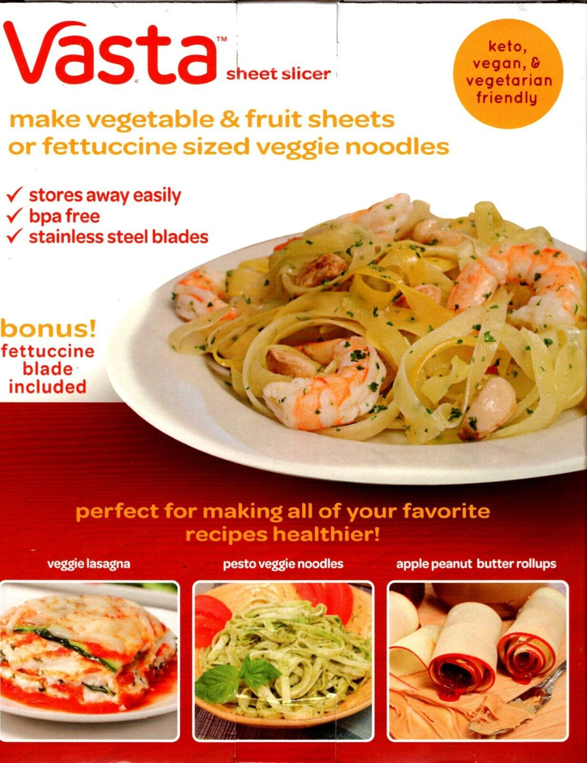 VASTA Vegatable & Fruit Sheet Slicer KETO VEGAN VEGETARIAN Spin and Slice *NEW*