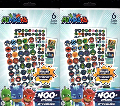 400+ Fun Stickers - PJ Masks 6 Sheets (Set of 2 Pack)