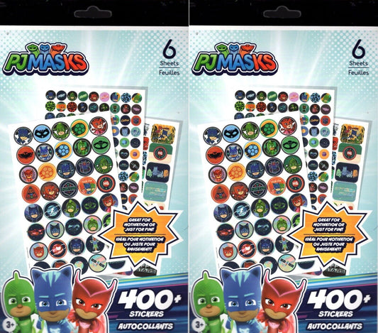 400+ Fun Stickers - PJ Masks 6 Sheets (Set of 2 Pack)
