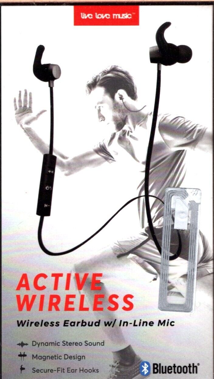 Active Wireless Earbuds w/ In-line Mic (Bluetooth) Dynamic Stereo NEW