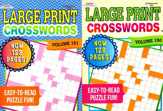 Large Print Crosswords - Easy-to-Read Puzzle Fun! - Vol.150 - 151 Now 128 Pages