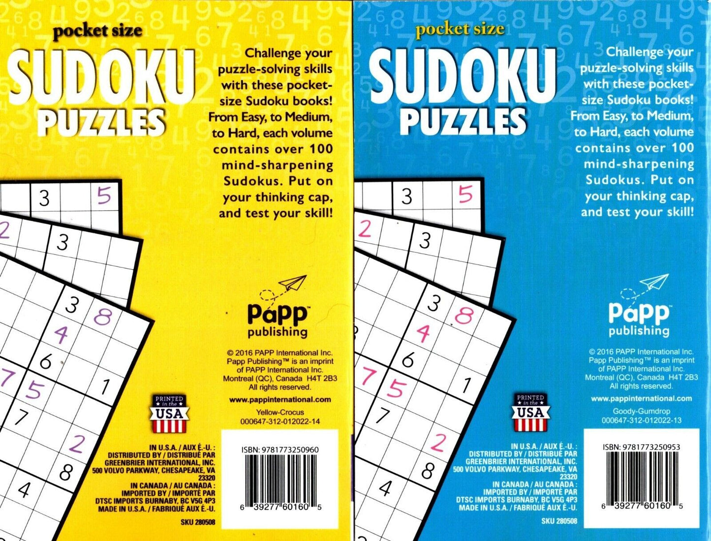 Pocket Size Sudoku Puzzles - Over 100 Challenging Puzzles - Vol.13 - 14