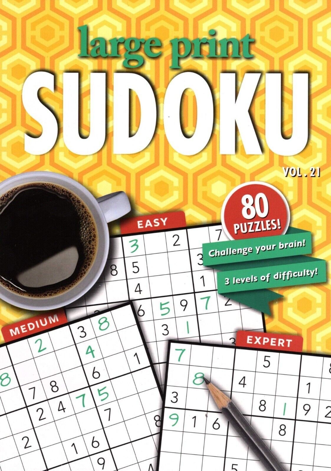 Large Print Sudoku Puzzle - Easy - Medium - Expert - Vol. 21 - 22 (Set of 2)