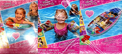 Disney Princess - 17.5" Swim Ring & Surf Rider & Arm Floats (3 Pack)