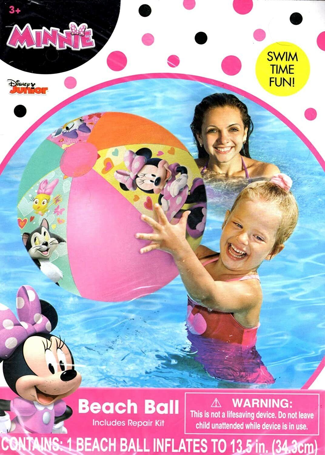 Disney Minnie - 17.5" Swim Ring & Surf Rider & Beach Ball - Includes Repair Kit