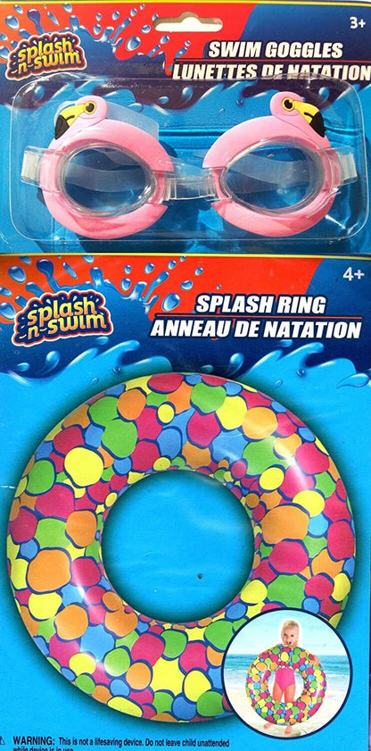 Splash-N-Swim - 26.5" Swimming Ring + Swim Goggles - Swim Time Fun! (2 Pack) -v5