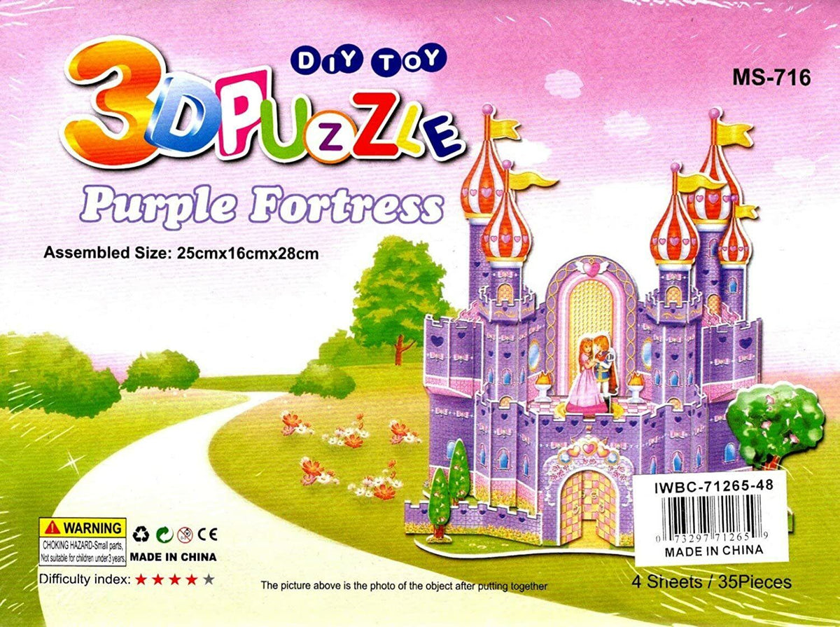 3D Puzzle DIY Toy - Purple Fortress 35 Pieces