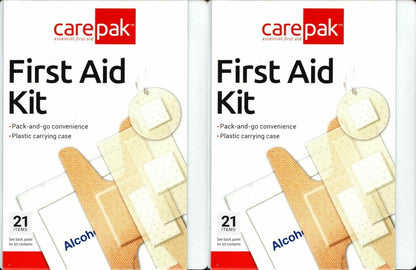 CarePak First Aid Kit Emergency Travel To Go 21 Pcs Portable Prep Pads Set