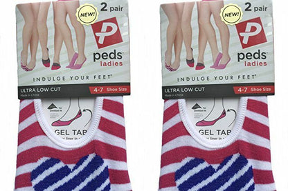 Peds Ladies Ultra Low Cut Liners with Heart Design (Set of 2 Pack)