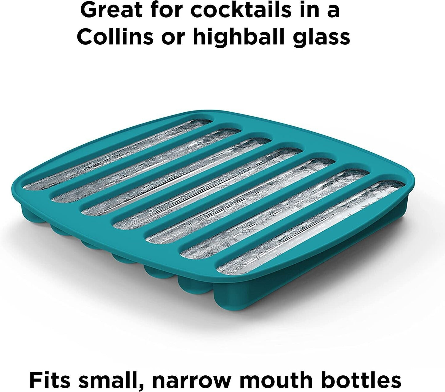 Houdini Silicone Collins Ice Tray with Easy to Remove Ice Spheres, Blue