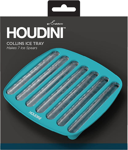 Houdini Silicone Collins Ice Tray with Easy to Remove Ice Spheres, Blue