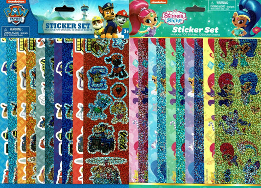 Shimmer Shine and Paw Patrol - Stickers Set - Includes - 100 Stickers(Set of 2)