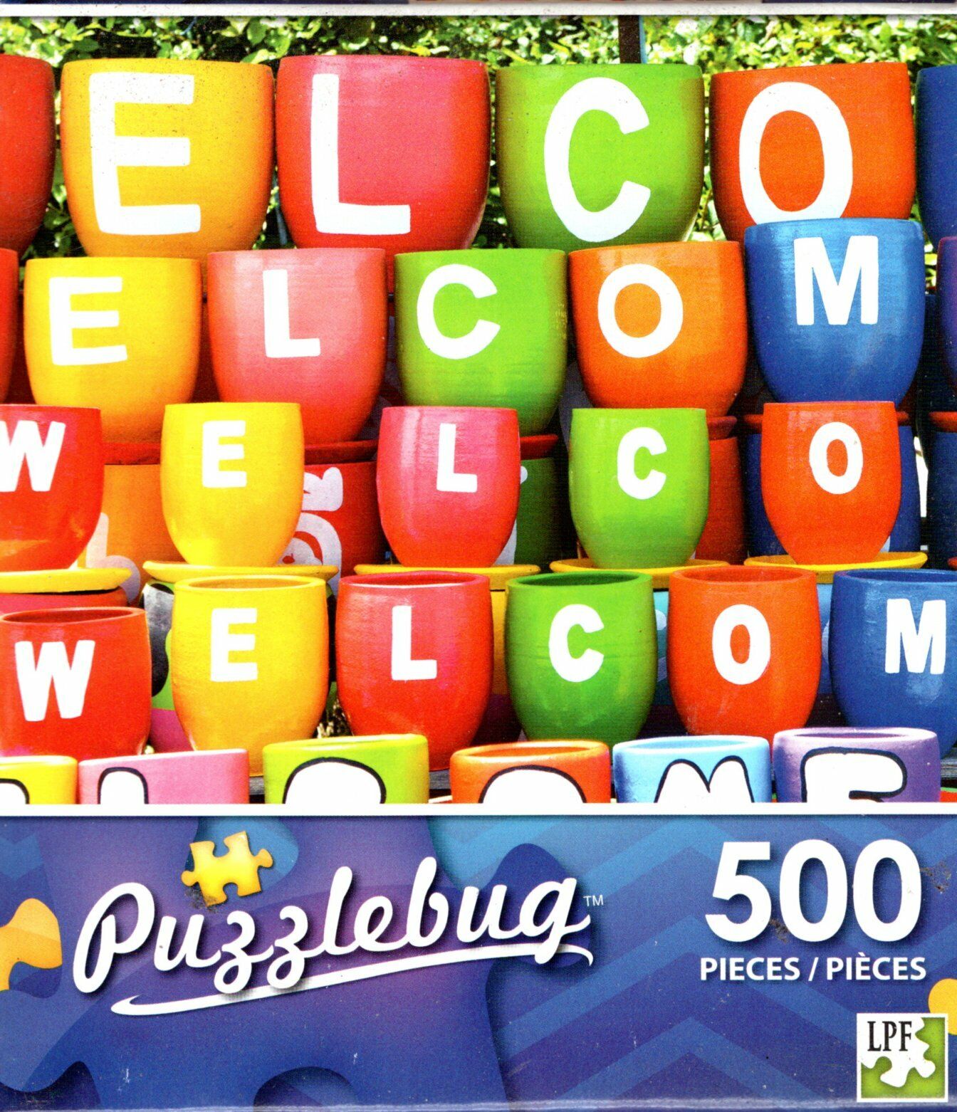 Colorful "Welcome" Pots - 500 Piece Jigsaw Puzzle Puzzlebug