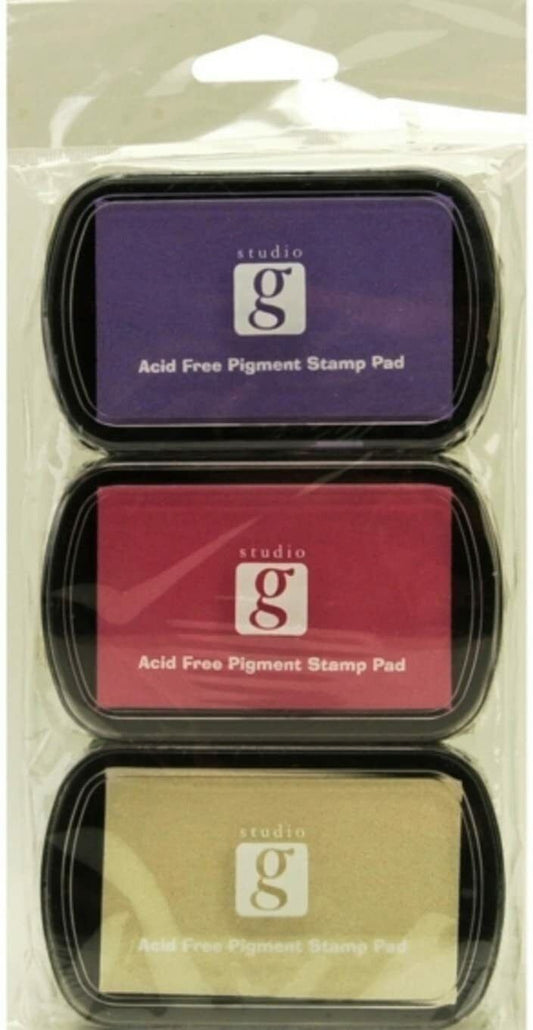Studio G Washable Ink Stamp Pads-Pink,Purple,White