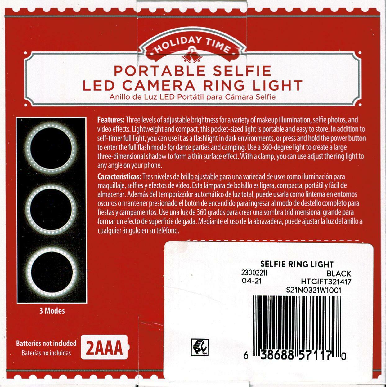 Holiday Time Portable Selfie LED Camera Ring Light