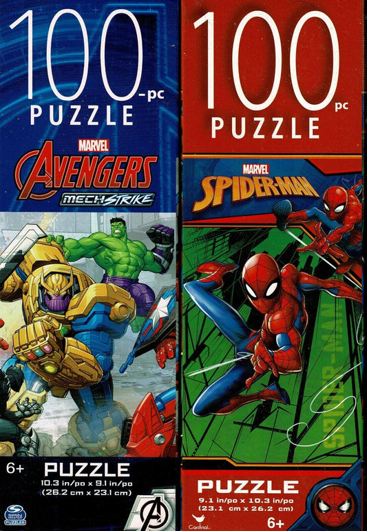 Marvel Avengers Mech Strike & Spider-Man - 100 Piece Jigsaw Puzzle (Set of 2)