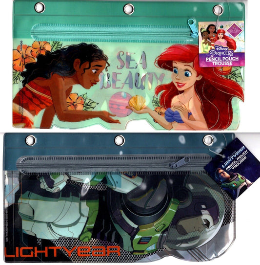 Peachtree Playthings Notebook Pencil Pouch - Princesses Moana & Ariel & Toy Stor