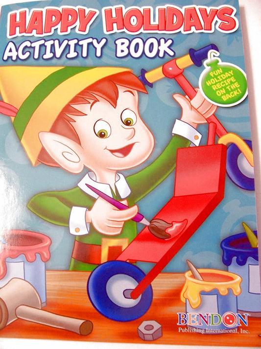 Happy Holidays 160 Page Giant Coloring and Activity Book ~ (Elf in Woodshop)
