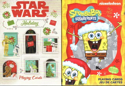 Star Wars & SpongeBob Holiday Christmas Themed Deck of Playing Cards (Set of 2)