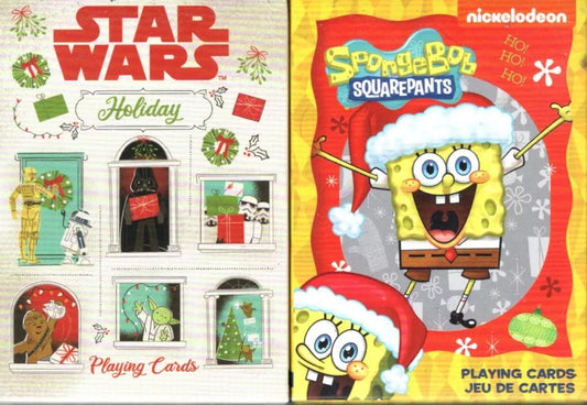 Star Wars & SpongeBob Holiday Christmas Themed Deck of Playing Cards (Set of 2)