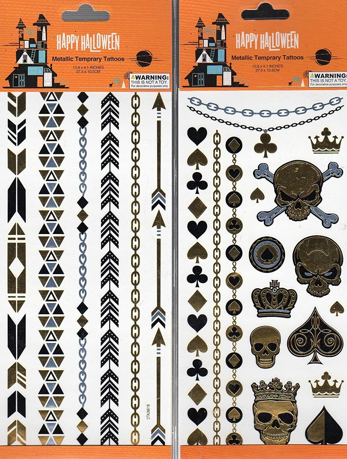 Happy Halloween Temporary Temporary Tattoos - (Bundle 2 Items) V4