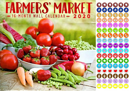Farmers Market - 16 Month 2020 Wall Calendar - with 100 Reminder Stickers