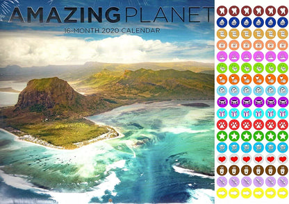 Amazing Planet - 16 Month 2020 Wall Calendar - with 100 Reminder Stickers