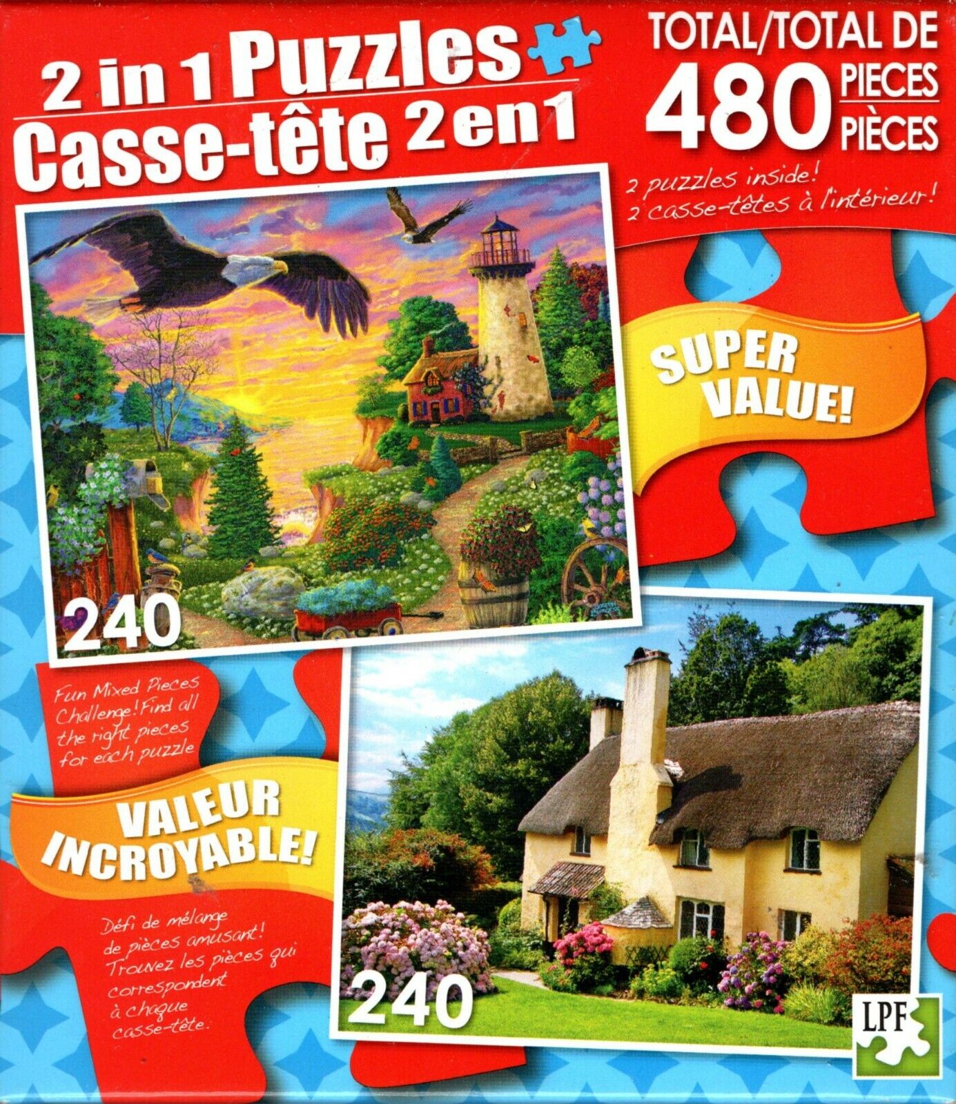 Golden Glory / English Thatched Roof Cottage - Total 480 Piece 2 in 1 Puzzles