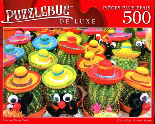Cute and Funny Cacti - 500 Pieces Deluxe Jigsaw Puzzle