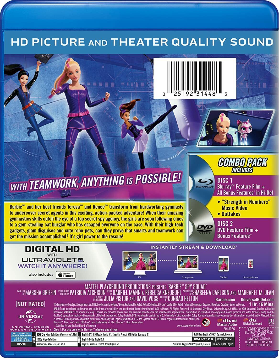 Hover to zoom BARBIE:SPYSQUAD BDC [Blu-ray] DVD