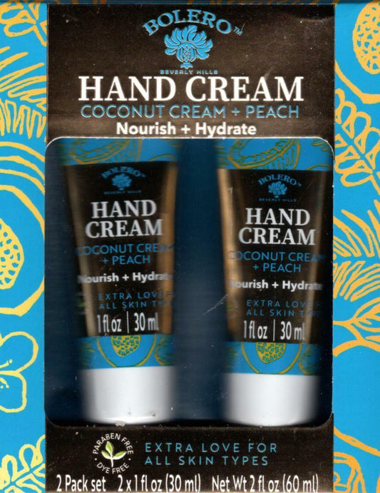 Coconut Cream + Peach Nourish + Hydrate Hand Cream 2 Pack Set Moisturize 2 x 1fl