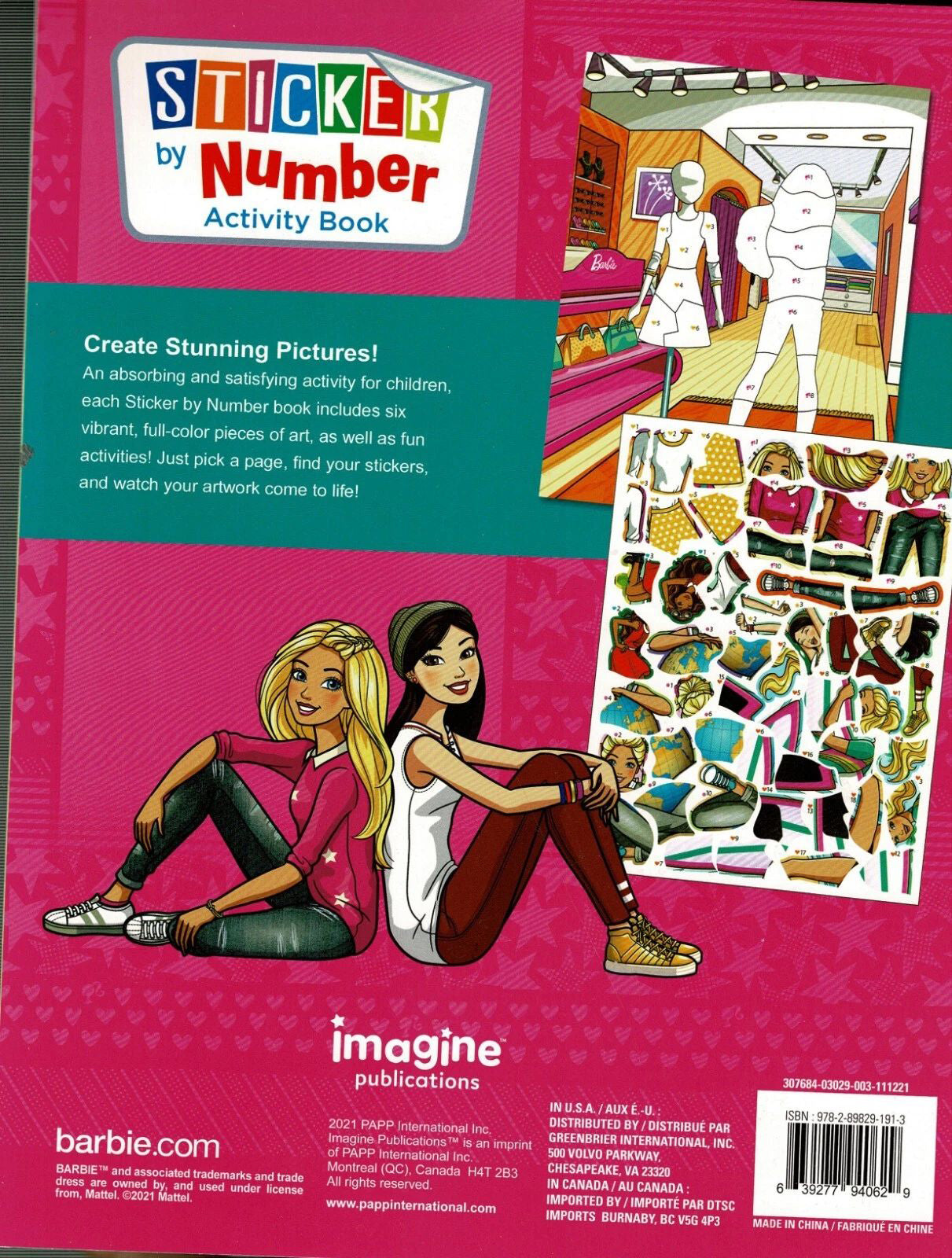 Little People, Barbie, Hot Wheels - Sticker by Number Activity Book (Set of 3)