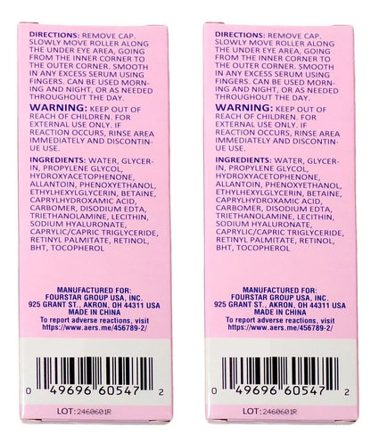 b pure Retinol Serum Under Eye Roller "Revitalize" 0.5 oz. (Set of 2)