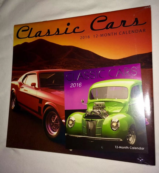 Classic Cars 2016 12 Month Calendar with Miniature Calendar by JOT