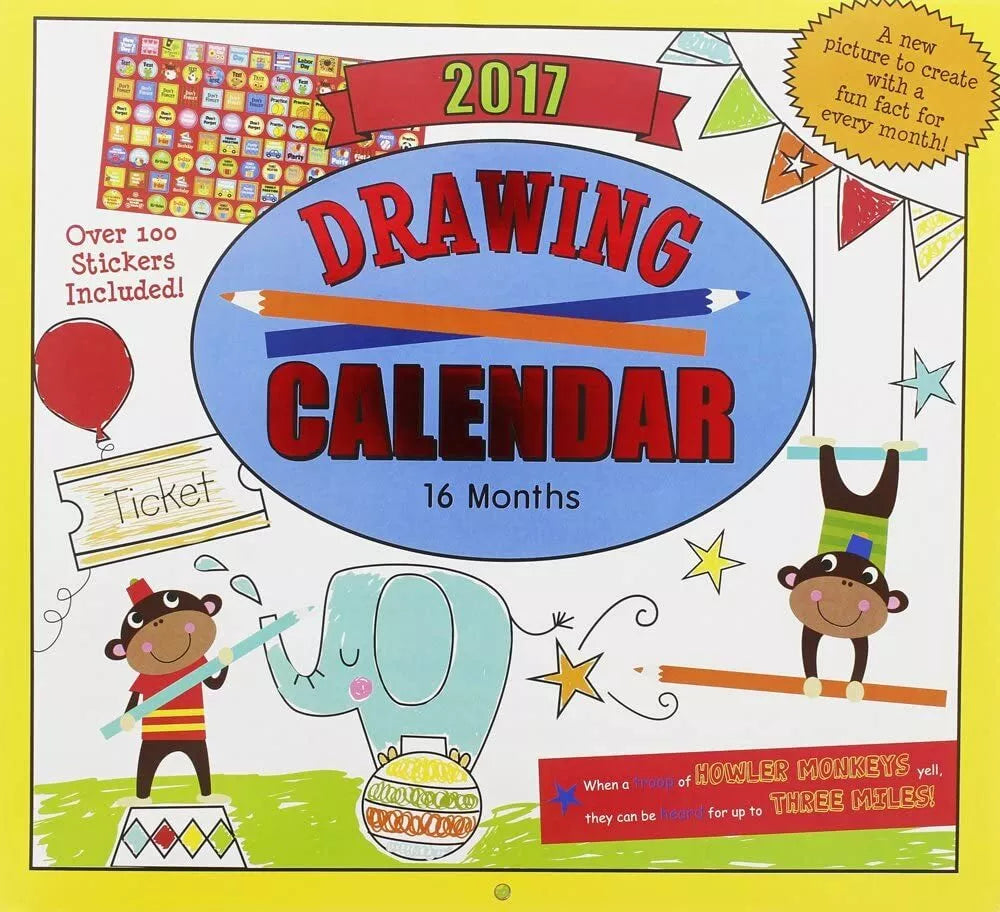 2017 Monthly Wall Calendar - Drawing - Kids Children Boys Girls
