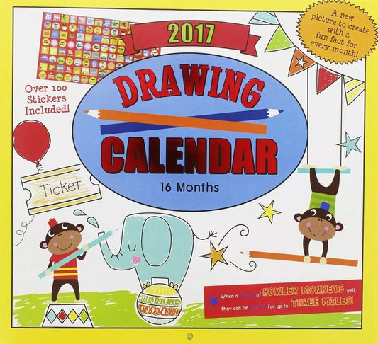 2017 Monthly Wall Calendar - Drawing - Kids Children Boys Girls