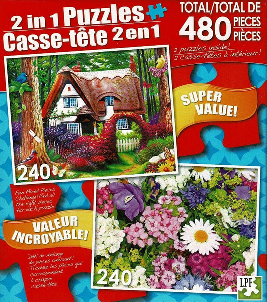 Little Cottage in The Woods/Summer Flowers - Total 480 Jigsaw Puzzles