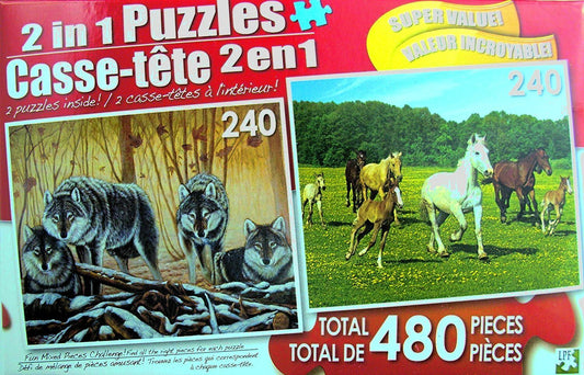 LPF 480 Piece 2-in-1 Puzzle ~ the Wolf Lair & Running Free