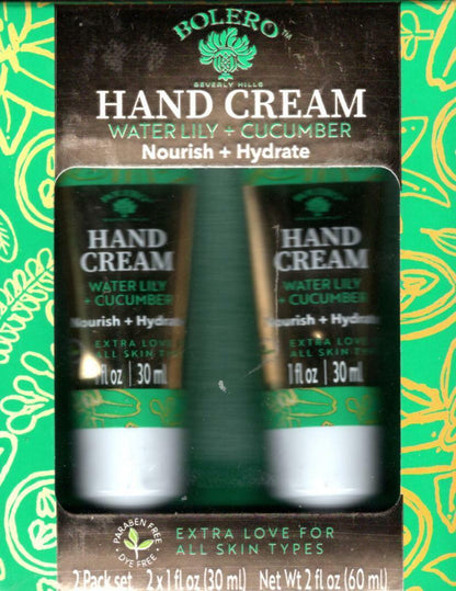 Waterlily + Cucumber Nourish + Hydrate Hand Cream 2 Pack Set Moisturize 2 x 1fl