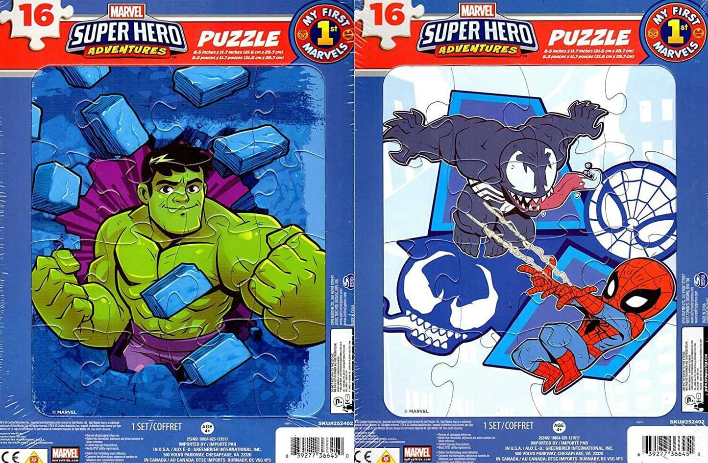 Marvel Super Hero Adventures - 16 Pieces Jigsaw Puzzle - (Set of 2 Puzzles) v5