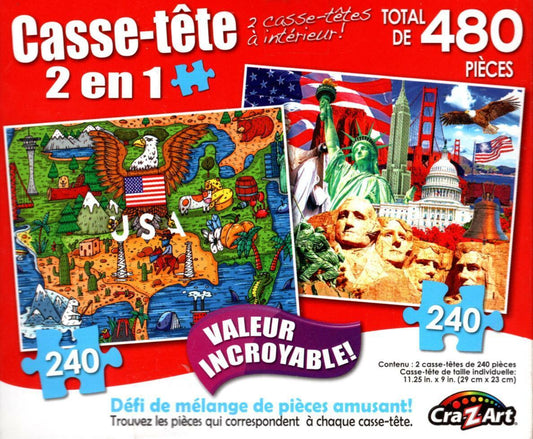 Made in America / The Land of the Free - Total 480 Piece 2 in 1 Jigsaw Puzzles