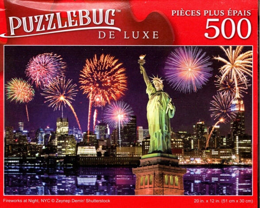 Fireworks at Night, NYC - 500 Pieces Deluxe Jigsaw Puzzle
