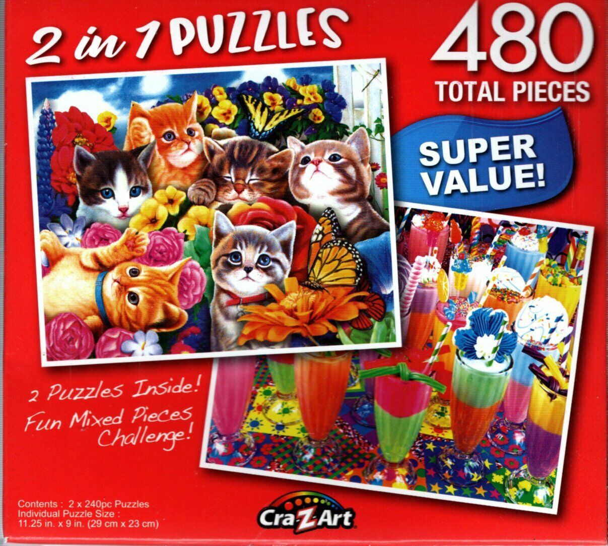 Playtime in the Garden / Sugary Shakes - 480 Piece 2 in 1 Puzzles