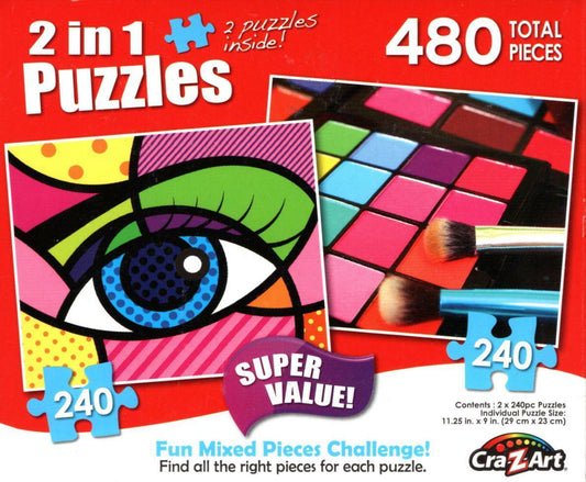 Pop Art Eye / Pressed Makeup Palette - Total 480 Piece 2 in 1 Jigsaw Puzzles