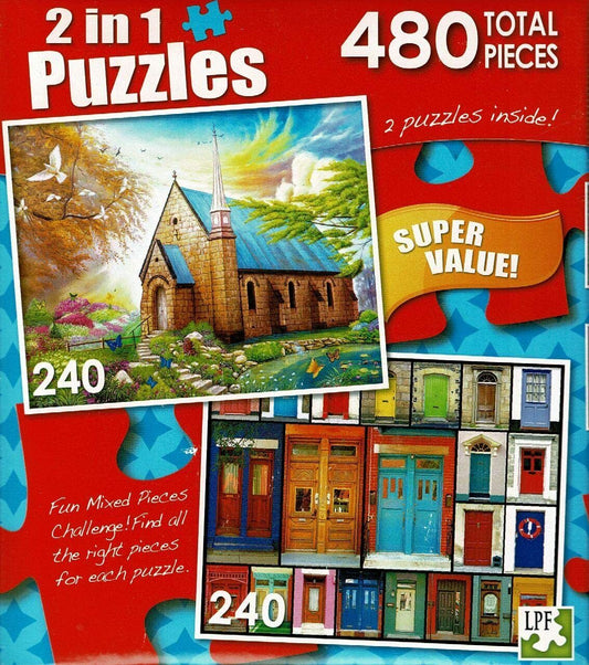 Serenity Church II/Colorful Doors - Total 480 Jigsaw Puzzles