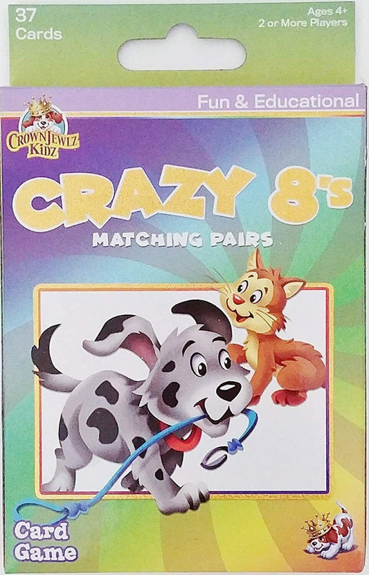 Educational Flash Cards Crazy 8's Matching Pairs Learning Game (Learn School)