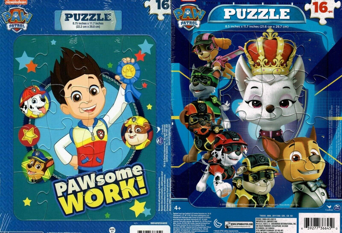 Nickelodeon Paw Patrol - 16 Pieces Jigsaw Puzzle (Set of 2)