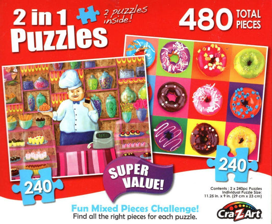 The Baker / I Love Donuts - Total 480 Piece 2 in 1 Jigsaw Puzzles